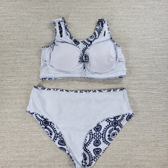 Bikini Swimwear Womens 4XL Blue‎ White Keyhole Soft Padding Swim Beach Summer - Picture 14 of 14